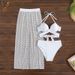 2026 New European And American Solid Color Sexy Mesh Skirt Three-Piece Swimsuit Women's Bikini Beach Swimwear_ecoleips.com