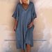 New Explosive Solid Color Sexy V-Neck Patchwork Loose Fitting Dress_ecoleips.com