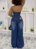 K New Collar Hanging Neck Single Breasted Backless Denim Jumpsuit For Women_ecoleips.com