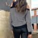 Women's Off-Shoulder Striped Knit Sweater - Soft Acrylic Blend, Relaxed Fit, Chic Half-Turtleneck, Fall & Winter Casual Pullover, Trendy Loose Sleeves_ecoleips.com