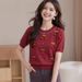 New Short Sleeved T Shirt With A Three Dimensional Pearl Design, Brand Discontinued, Youthful And Stylish Ice Silk Short Sleeved Top._ecoleips.com
