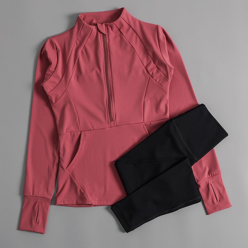 Running Sports Suit For Women, Long Sleeves, Professional Gym Wear, Slim Fit, Yoga Wear, Stand Collar Jacket_ecoleips.com