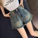 2025s Spicy Girl Denim Shorts For Women Summer New Ins Casual High Waist Retro Frayed Wide Leg A-line Ultra Short Hot Pants_ecoleips.com
