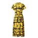 Summer Bohemian Long Waist Slimming Middle-aged Women 50 Mom Artificial Cotton Dress_ecoleips.com