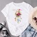 Summer Feather Geometric Pattern Plus-size Women's T-shirt, White Round-neck Base Shirt, Short-sleeve T-shirt For Women_ecoleips.com