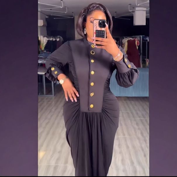 Women's Stretchy Bodycon Long Sleeve Dress Slim Fit Casual Evening Outfit Statement Buttons M to XXXL_ecoleips.com