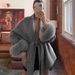 Women's Clothing Autumn And Winter Woolen Coat Short Coat Women's Cuffs Fur V Neck Lace Up Solid Color_ecoleips.com
