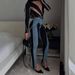 Vintage-Inspired High-Waisted Jeans – Contrast Panel & Side Slit Detail (95% Cotton, Sculpting Fit, Hand-Wash Recommended)_ecoleips.com