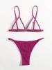 Waffle Textured Thin Strap Bikini Set Women Solid Triangle Two Piece Swimsuit Minimal Cheeky High Cut Bathing Suit Summer Beach Swimwear_ecoleips.com