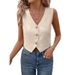 New European And American 2025 Summer Loose Sleeveless Solid Color Casual Cardigan Button Jacket_ecoleips.com