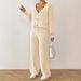 Women's Casual Solid Color Two-Piece Set Loose Cardigan Straight Pants Wide Leg Drawstring Outfit For Autumn Winter_ecoleips.com