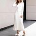 Women's Round Neck Beaded Long Sleeved Knit Dress Slim Fit Fashionable Autumn Winter New Style_ecoleips.com