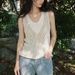 Women's Linen-Look Knitted Vest With Lace Trim, Breathable V-Neck Layered Sleeveless Top For Summer And Vacation_ecoleips.com