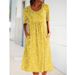 Cross-border European And American French Resort Style 2022 New Round-neck Short-sleeve Floral Mid-length Dress_ecoleips.com