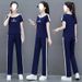 Casual Sports Suit For Women Summer 2025 New Loose Fashionable Youthful Wide-Leg Pants Two-Piece Set_ecoleips.com