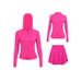 Women's Slim Fit Outerwear Three Piece Set With Hooded Skirt And Gold Jacket In Stock Sports Running Yoga Clothing_ecoleips.com