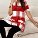 Women's Clothing Large Size Women's Clothing Contrast Color Striped Button Shirt Digital Printing Top_ecoleips.com