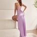 Women's Clothing Solid Color Suspender Hollow Back Strap Fishbone Waist Slit Pleated Long Skirt_ecoleips.com