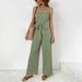 Summer Tie Waist Sleeveless Long Straight Suspender Jumpsuit For Women_ecoleips.com