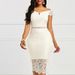 Factory In Stock Cross-Border European And American Evening Short Sleeve V-Neck Off-Shoulder Sexy Mid-Length Bodycon_ecoleips.com