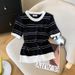 Korean Style Women's T-Shirt round Neck Striped Slim Fit Short Sleeve Ice Silk Knit Top for Summer New 2026_ecoleips.com