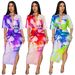 Women's Clothing Print Sexy V Neck Side Slit Skirt Suit New_ecoleips.com