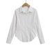 Women's Stylish Striped Long Sleeve Shirt - Slim Fit Turn-Down Collar Blouse, Elegant & Versatile For Spring & Summer_ecoleips.com
