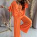 Audday 2024 Fashion Stand-Up V-Neck Batwing Sleeve Top And Casual Pants Set_ecoleips.com