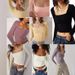 Women's Cropped Square Neck Pullover Top Long Sleeved Milk Silk New Fashion_ecoleips.com