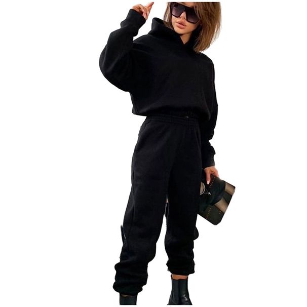 Women's Clothing autumn and winter new hooded sweatshirt casual sports suit_ecoleips.com