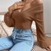New European And American Cross-border Women's Fashion V-neck Puff Sleeve Elegant Commuter Twist Knit Long-sleeve_ecoleips.com