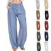 2024 European And American Plus Size Women's Linen Loose Casual Pocket Drawstring Wide Leg Pants_ecoleips.com