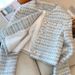 Elegant Blue Tweed Jacket For Women - French-Inspired Pearl Button Short Coat, Chic And Stylish_ecoleips.com