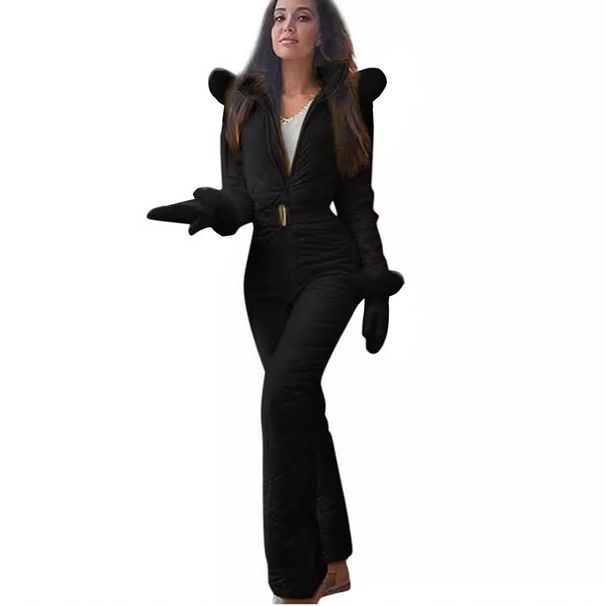 Women's ski suit jacket hooded outdoor sports jumpsuit zipper women's ski suit_ecoleips.com