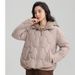 Women's Clothing Women's Short Puffer Jacket With Hood, Winter Warm Quilted Coat, Small Size Friendly, Patchwork Design, Casual Streetwear_ecoleips.com