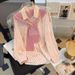 Women's Long Sleeve Shirt With Detachable Shawl Collar – Loose Fit Striped Blouse For Spring, Casual & Office Wear_ecoleips.com