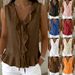Women's Clothing Women's Casual V Neck Ruffled Tie Sleeveless Vest Style Fashion Ruffled Hem Top For Formal & Casual For Women_ecoleips.com