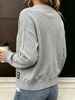 Women Lightweight Breathable Thin Knit Cardigan, V Neck Single Row Buttons Long Sleeve Loose Fit Label Patch Casual Layering Knit Sweater_ecoleips.com