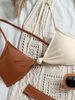 Women 2 Tone Color Block Bikini Set Thin Spaghetti Strap Knotted Front Triangle Top High Cut Cheeky Bikini Bottom Summer Beach Bathing Swimwear_ecoleips.com
