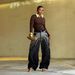 Women's Curved Straight Leg Jeans Rhinestone Scattered Starry Sky Design New 2026 Style Independent Store_ecoleips.com