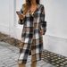 Diyun Foreign Trade Europe And America 2024 Autumn Winter Women's Casual Loose Color-Block Buttoned_ecoleips.com