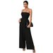 Voya Ladies' Intellectual Style Strapless Jumpsuit For Summer, Loose And Wide Leg Jumpsuit Pants_ecoleips.com