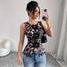 Women's Clothing Ladies Versatile Bow Tie Three Dimensional Flower Belt Diamond Pleated Leopard Print Sleeveless Vest_ecoleips.com