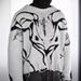 Women's Autumn Winter Y2K Textured Dark Gothic Style Loose Trendy Round Neck Sweater Jacquard_ecoleips.com