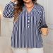 "Stylish Polo Collar Shirt -Inspired Women’s Top For Work & Casual (Dark Blue, XL-4XL)"_ecoleips.com