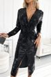 Women's V-neck Long-sleeved Dress Sequined Dress Long Dress_ecoleips.com