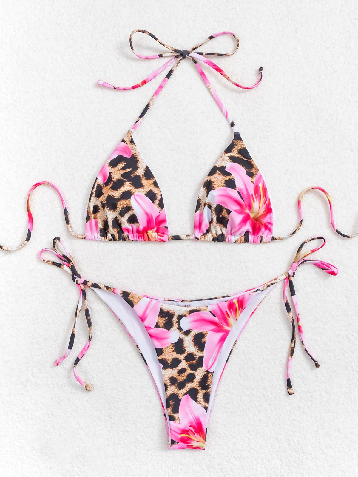 Women's Clothing Triangle Cup Printed Sexy Bikini Split Swimsuit Swimsuit_ecoleips.com
