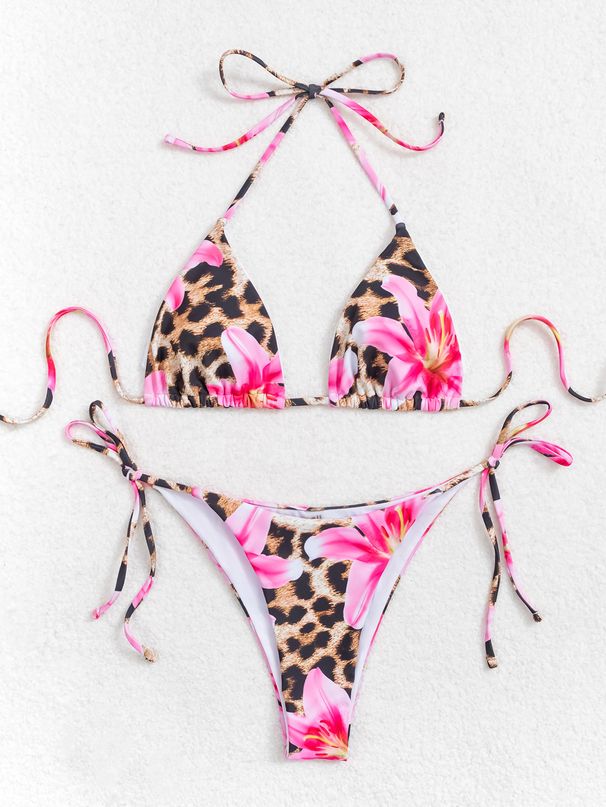 Women's Clothing Triangle Cup Printed Sexy Bikini Split Swimsuit Swimsuit_ecoleips.com