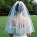 Bridal Veil With Pearl Embroidery & 'Bride To Be' Foil Lettering – Elegant Short Wedding Headpiece (Under 60cm)_ecoleips.com