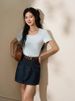 MISHOW Short Sleeve T-shirts Women Spring Solid Square-neck Top Elegant Woman Clothes Office Lady Cotton Tees MXC12T0641_ecoleips.com